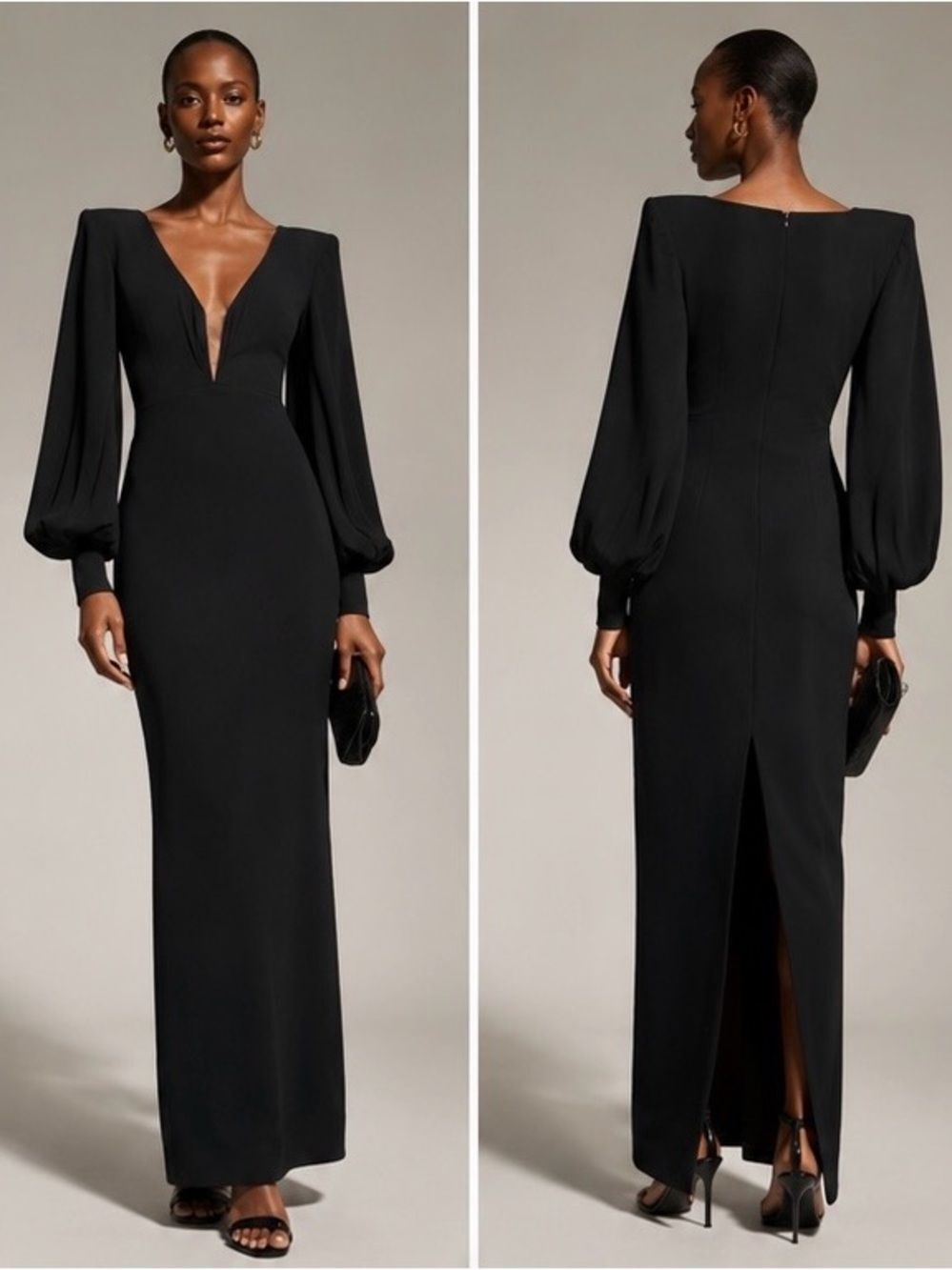 Alex Perry Carlin Strong-Shoulder Gown black US2